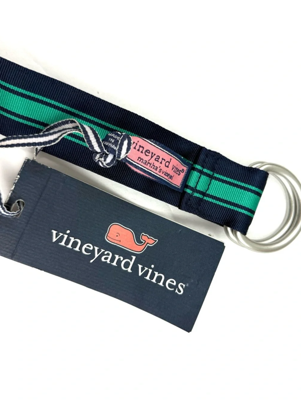 Vineyard Vines Boy’s Menemsha Stripe Grosgrain Stripe Ribbon D-Ring Belt